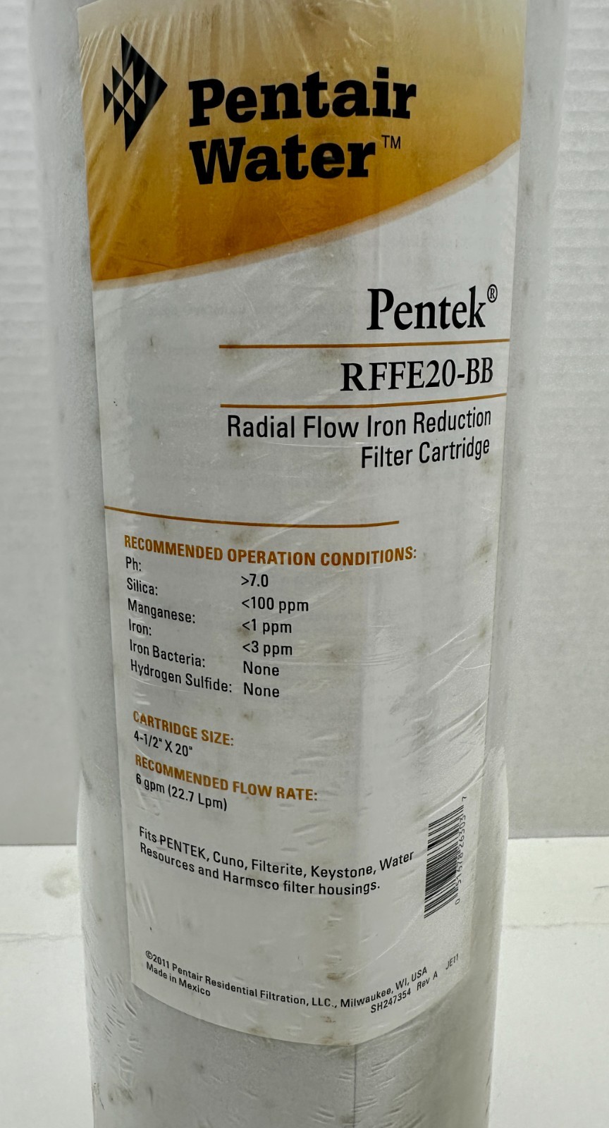 Pentair Water Pentek RFFE20-BB Radial Flow Iron Reduction Filter Cartridge