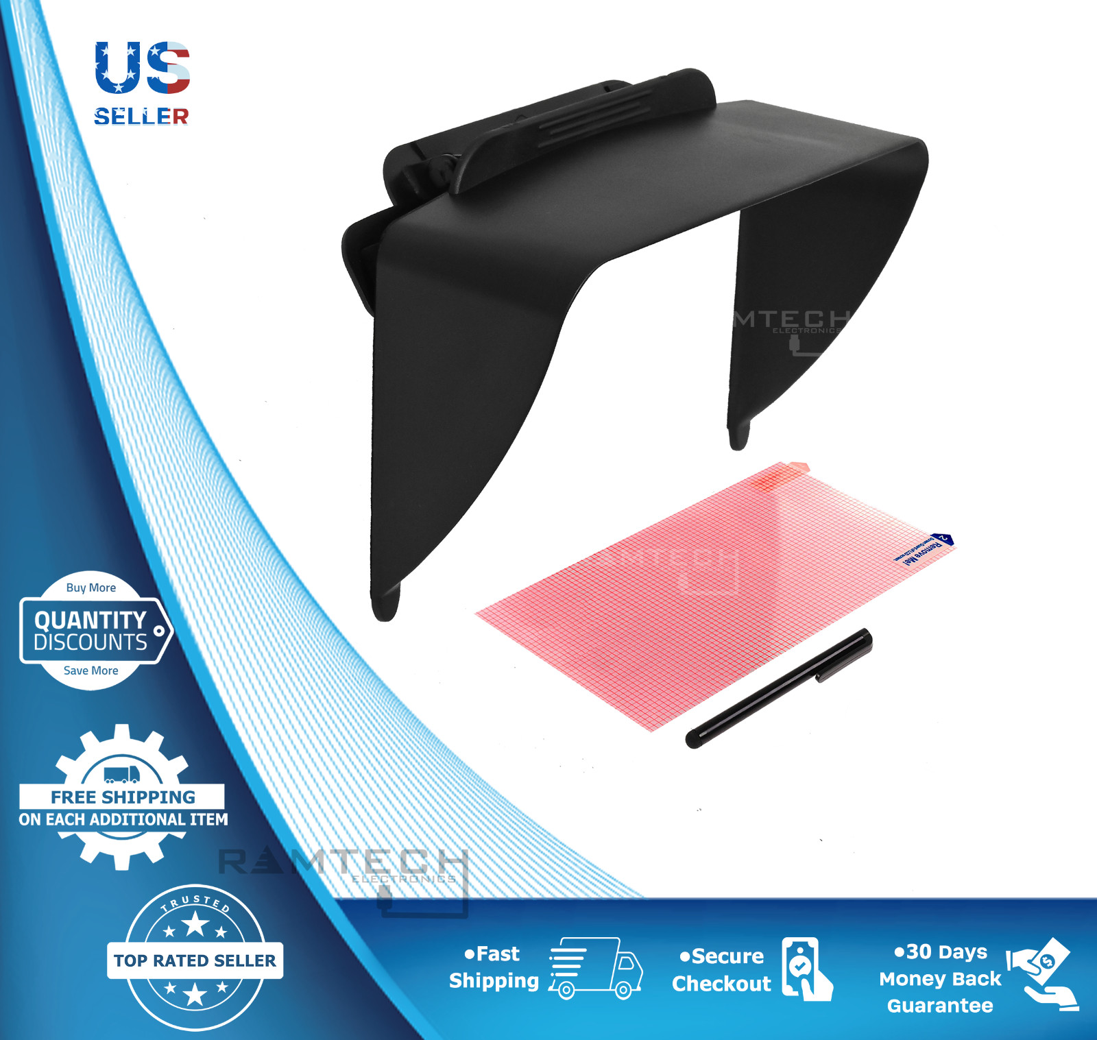 7" Clip-on Visor Sun Shade Sunshade For Garmin Dezl 770 LMTHD / 780 LMT-S GPS