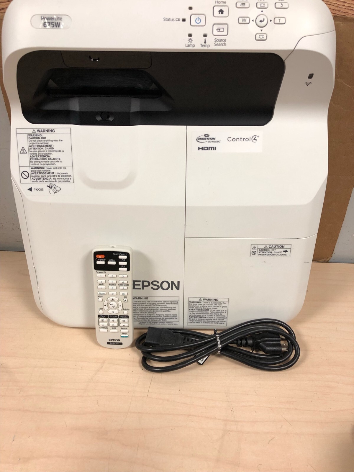 Epson PowerLite Projector 675W H745A 2,246 HOURS W/REMOTE & POWER CORD