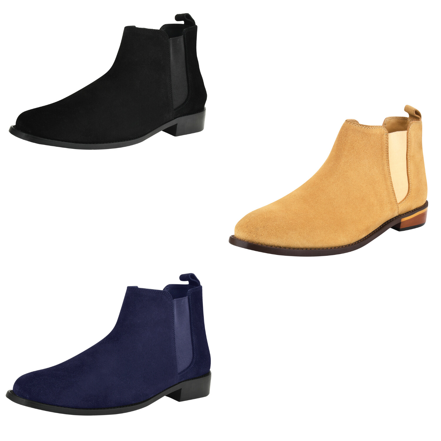 LIBERTYZENO Mens Genuine Leather Waterproof Suede Desert Casual Chelsea Boots