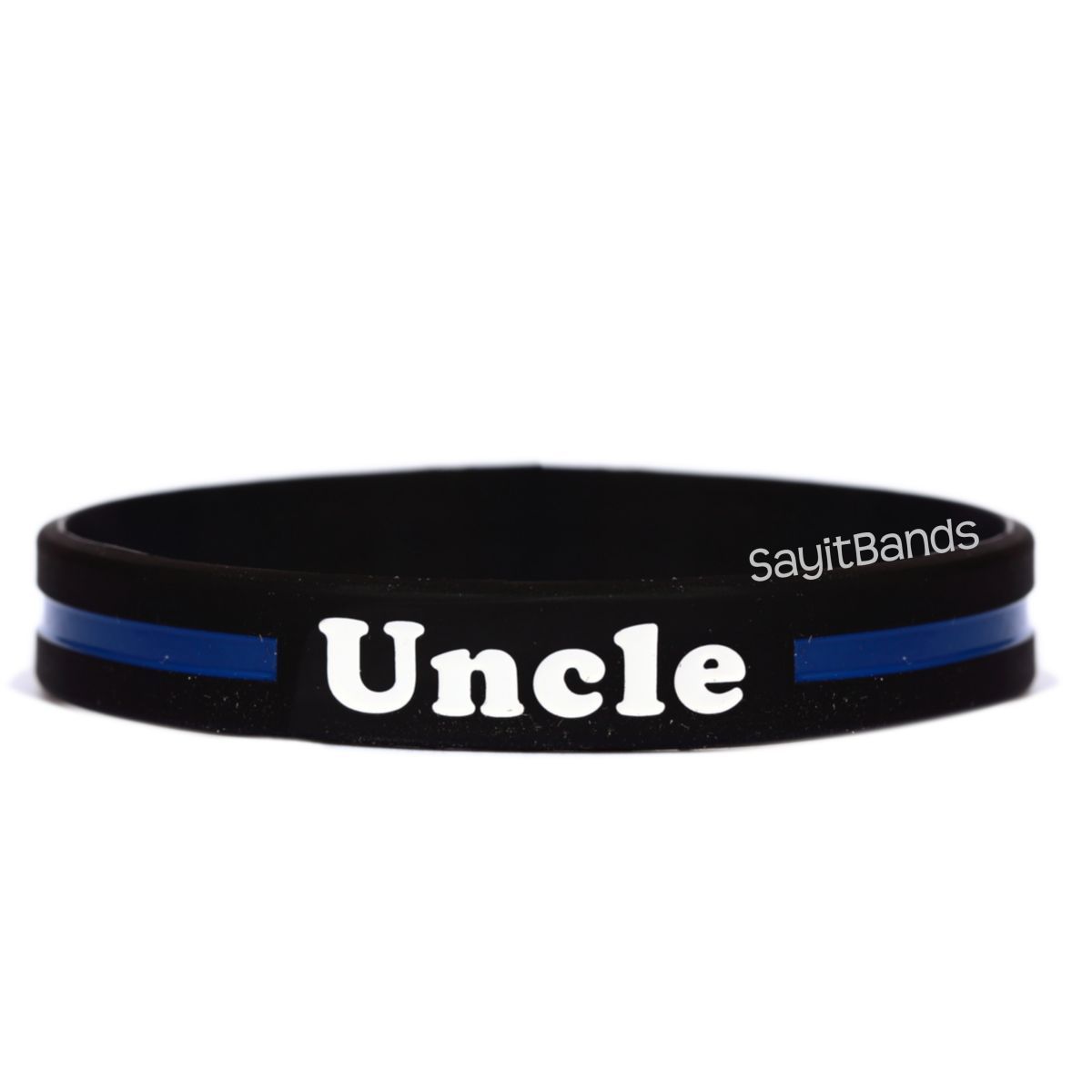 1 Uncle Thin Blue Line Wristband, Quality Debossed Color Filled Bracelet