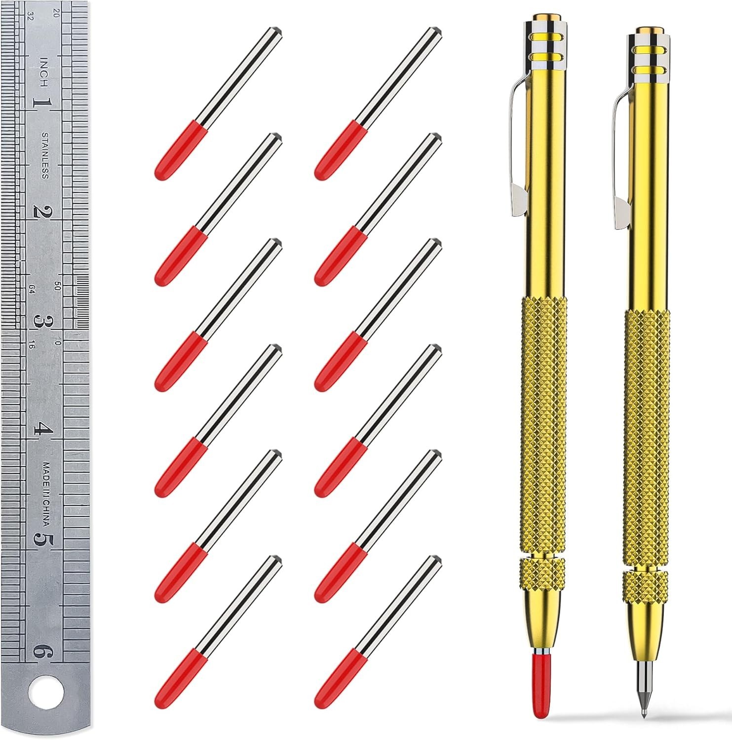 2PCS Tungsten Carbide Scriber Tool with Magnet with Extra 12 Replacement Mark...