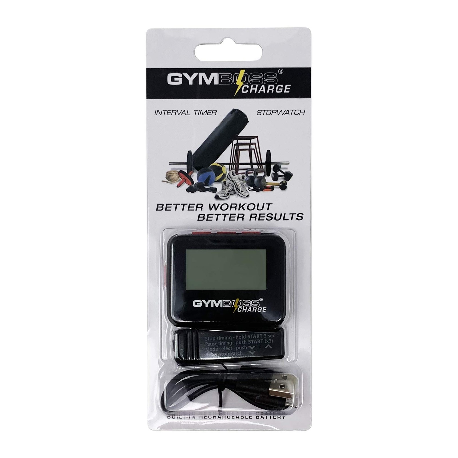 Charge Interval Timer and Stopwatch & Watchstrap - Bundle (Black/Red)