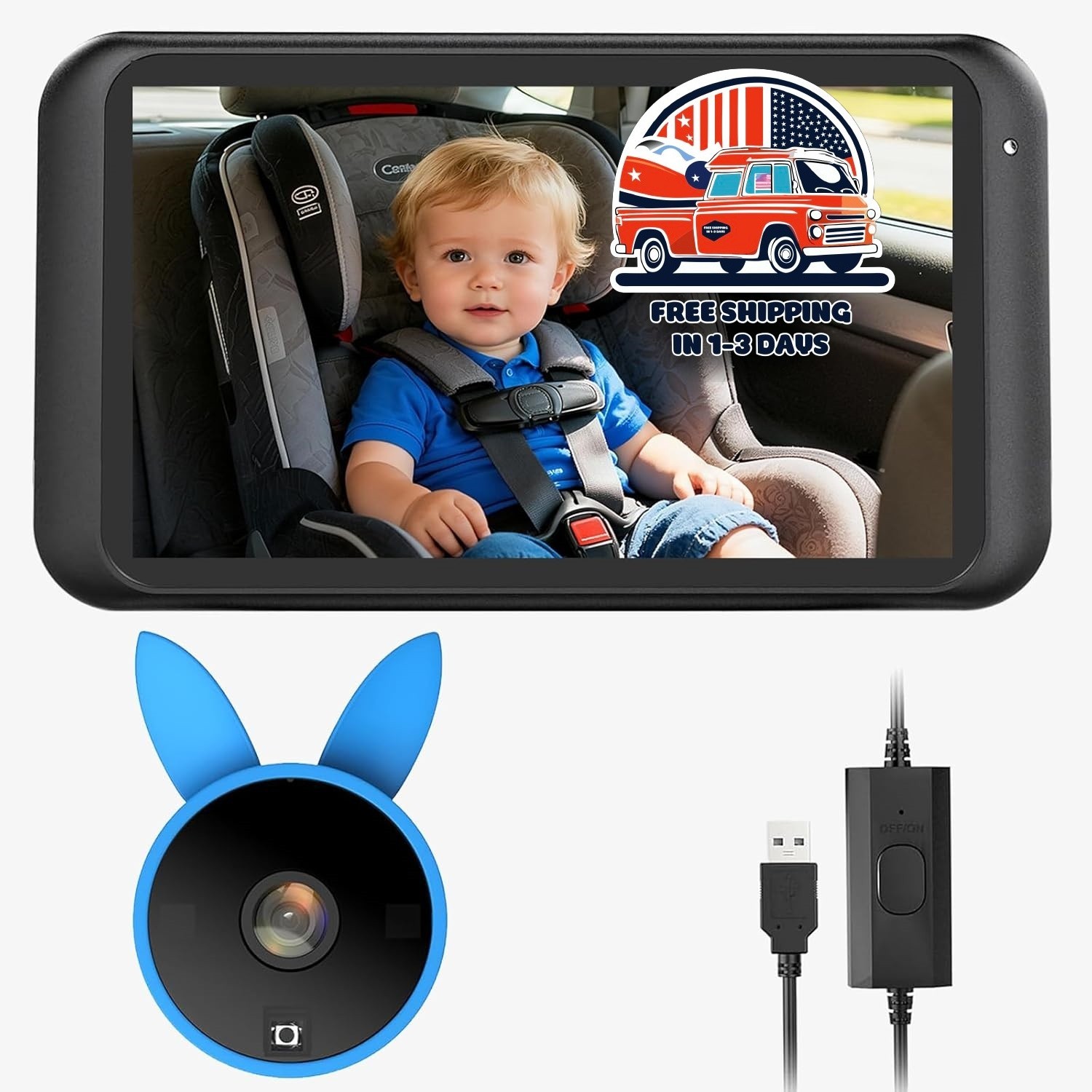 Cámara para asiento de coche de 4,5" con vista de espejo nítida de 1080p NUEVO