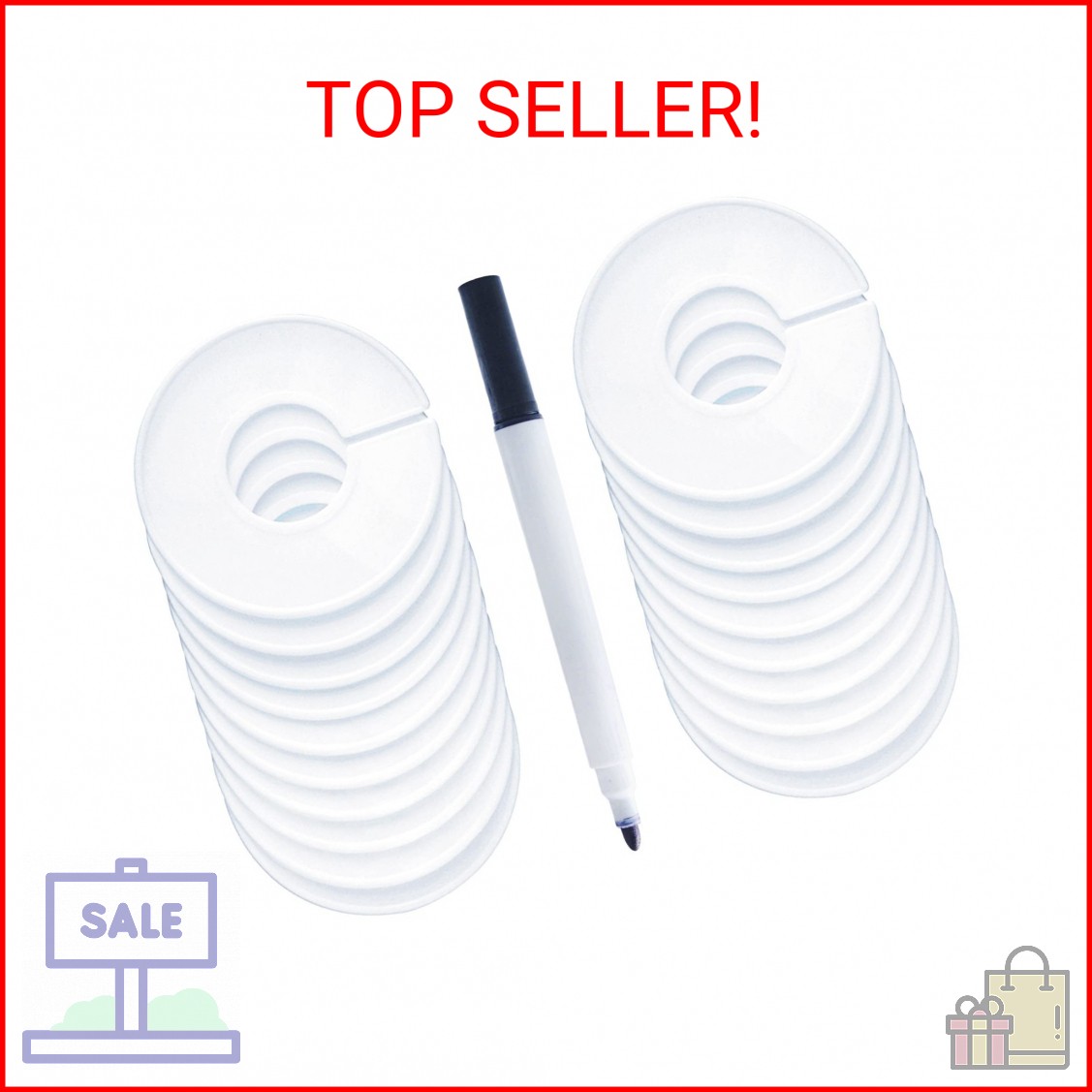 20 Pack Clothing Rack Size Dividers, Wardrobe Round Hangers Label Closet Divider