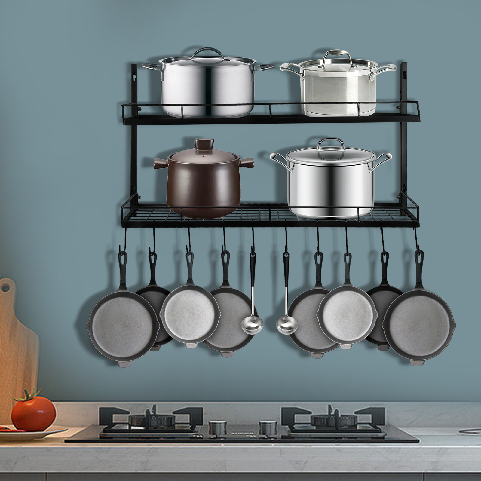 Pot and Pan Rack Organizer Hanger Storage Wall Holder Kitchen Cookware Hanging