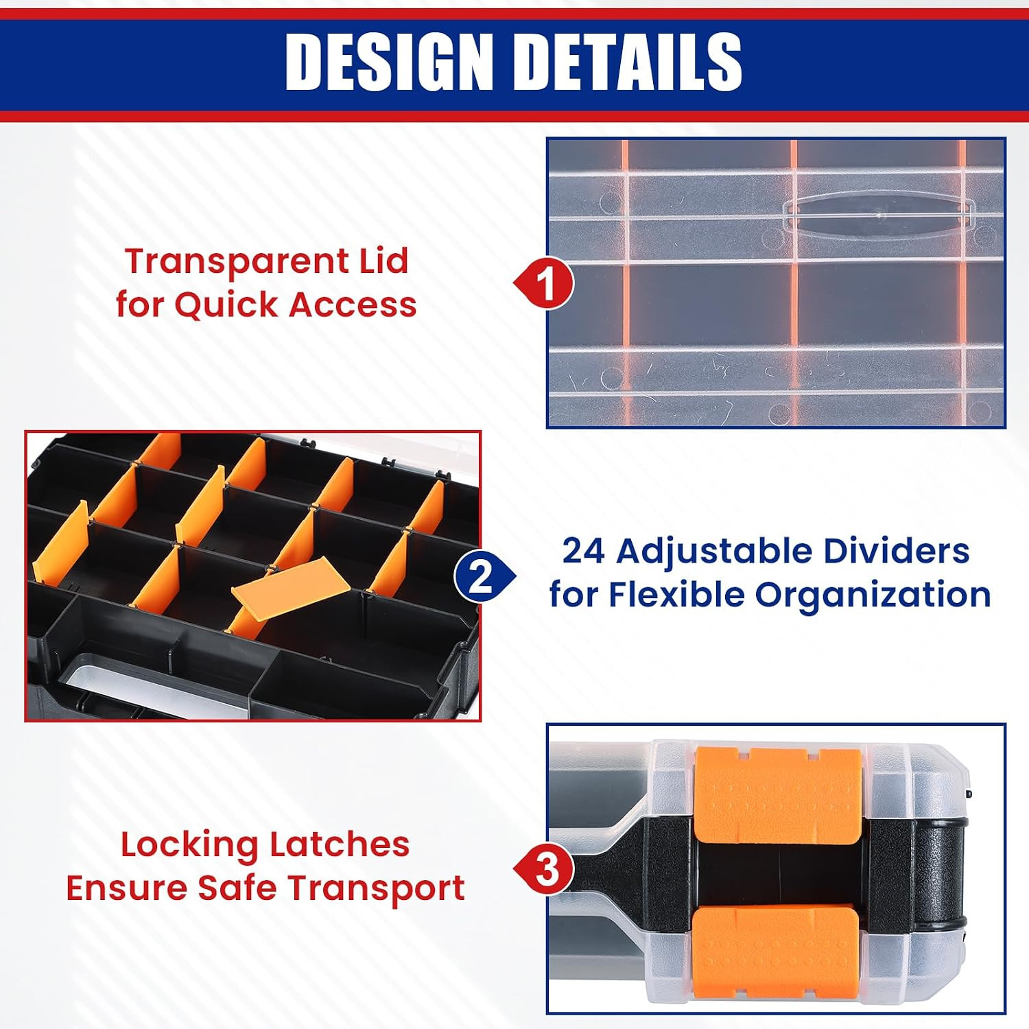 Small Parts Organizer, Hardware Organizer Box, 2 Pack Double Side 34 Compartment