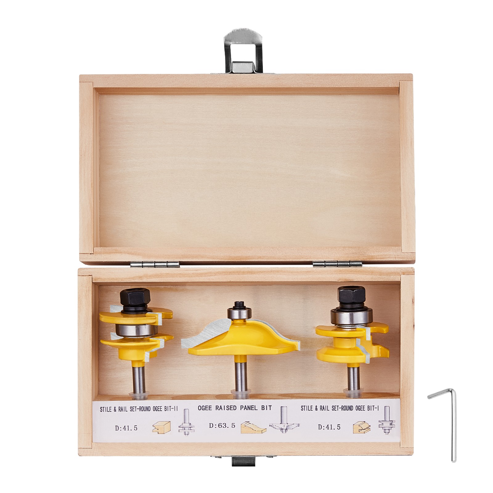 Router Bits Set 3 Pieces Carbide Router Bit 1/4 Inch Shank Carrying Case