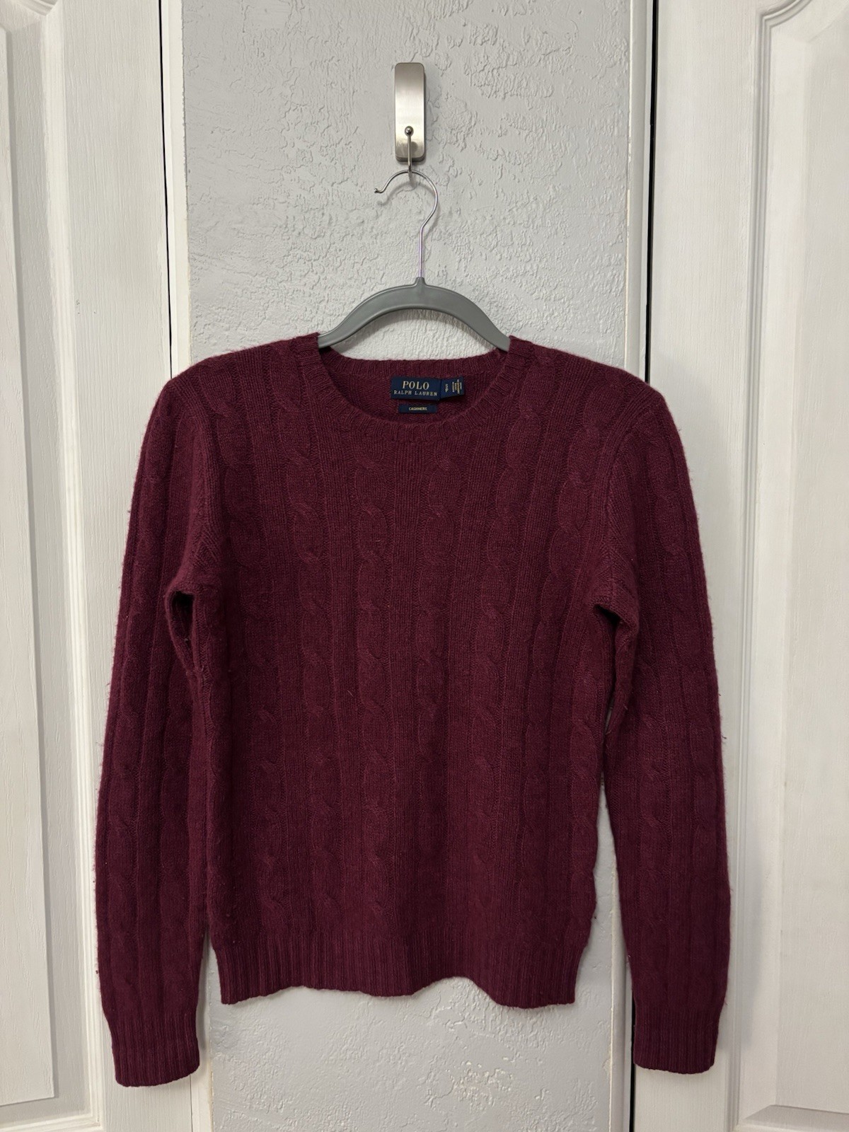 Polo Ralph Lauren The Iconic Cable-Knit Cashmere Sweater Maroon Men’s Size Small