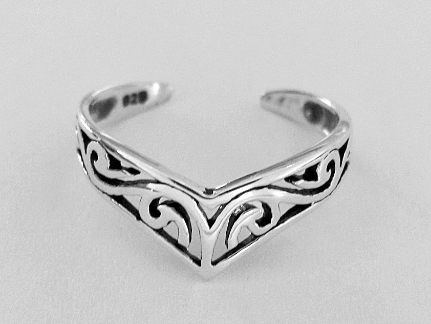 Sterling Silver swirls dainty size small-medium 1.5-3.5 adjustable toe ring