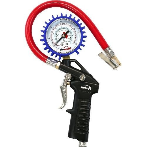 Heavy Duty 120 PSI Tire Inflator Gauge with Hose and Quick Connect Plug