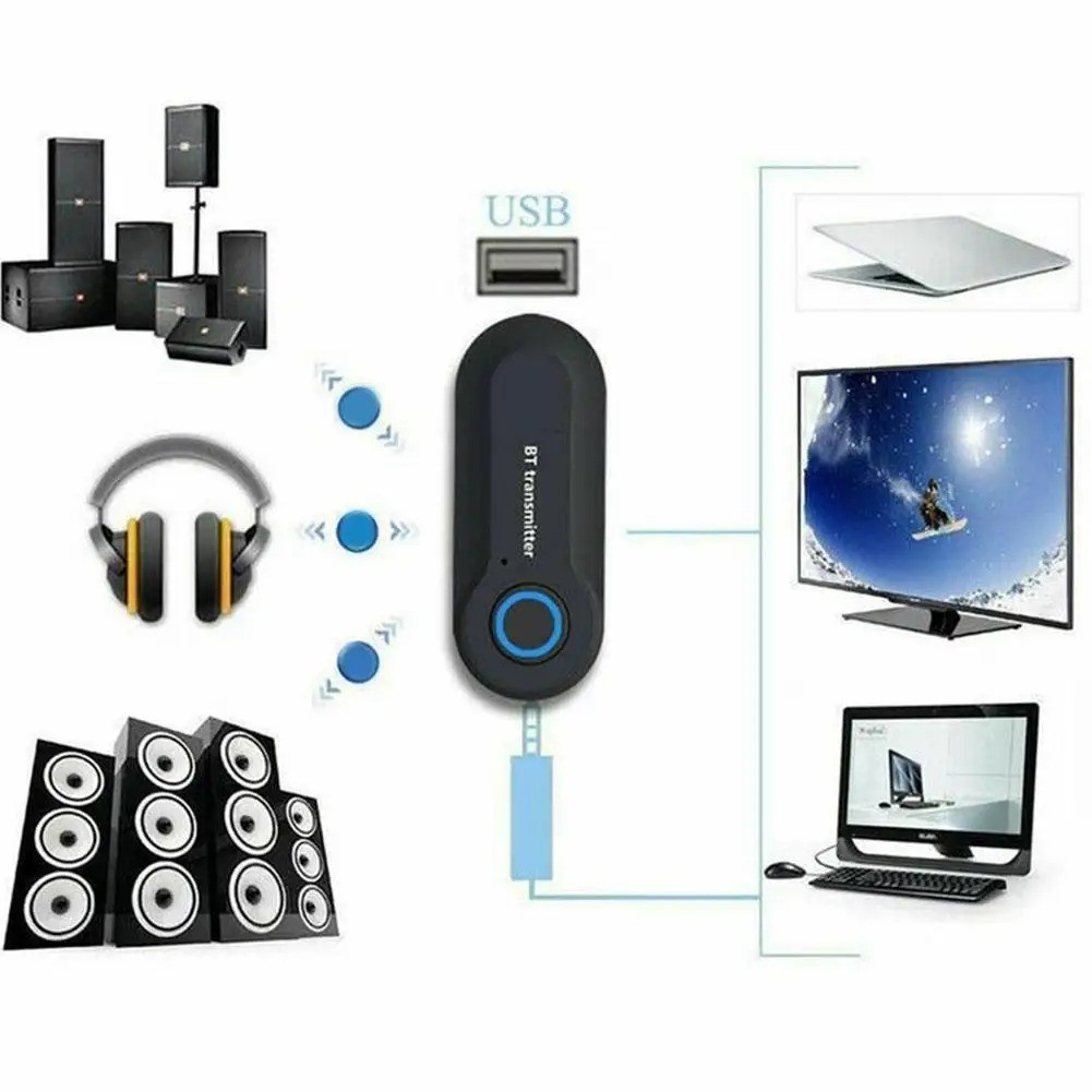 Bluetooth 3.5mm Jack Audio Transmitter Wireless Adapter for TV PC