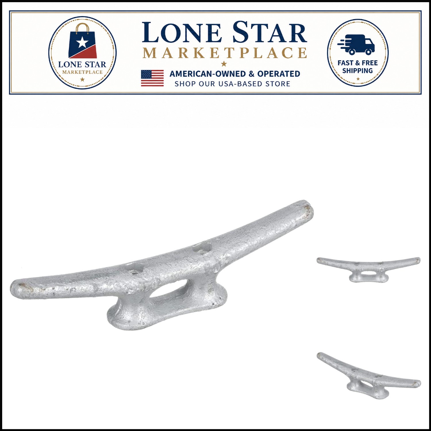 Lightweight 8-Inch Galvanized Dock Cleat - Corrosion-Resistant Marine Hardware