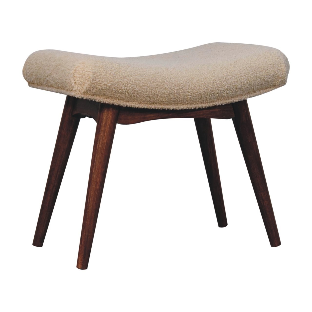 Honey Caramel Bouclé Curved Bench
