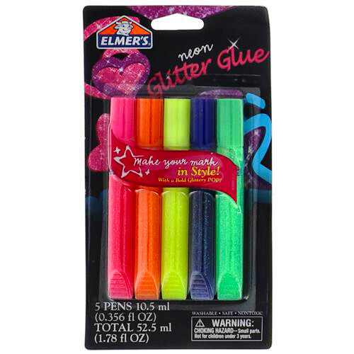 Elmer's Neon Glitter Glue 5 Pens Art Crafts Projects Washable FREE SHIPPING