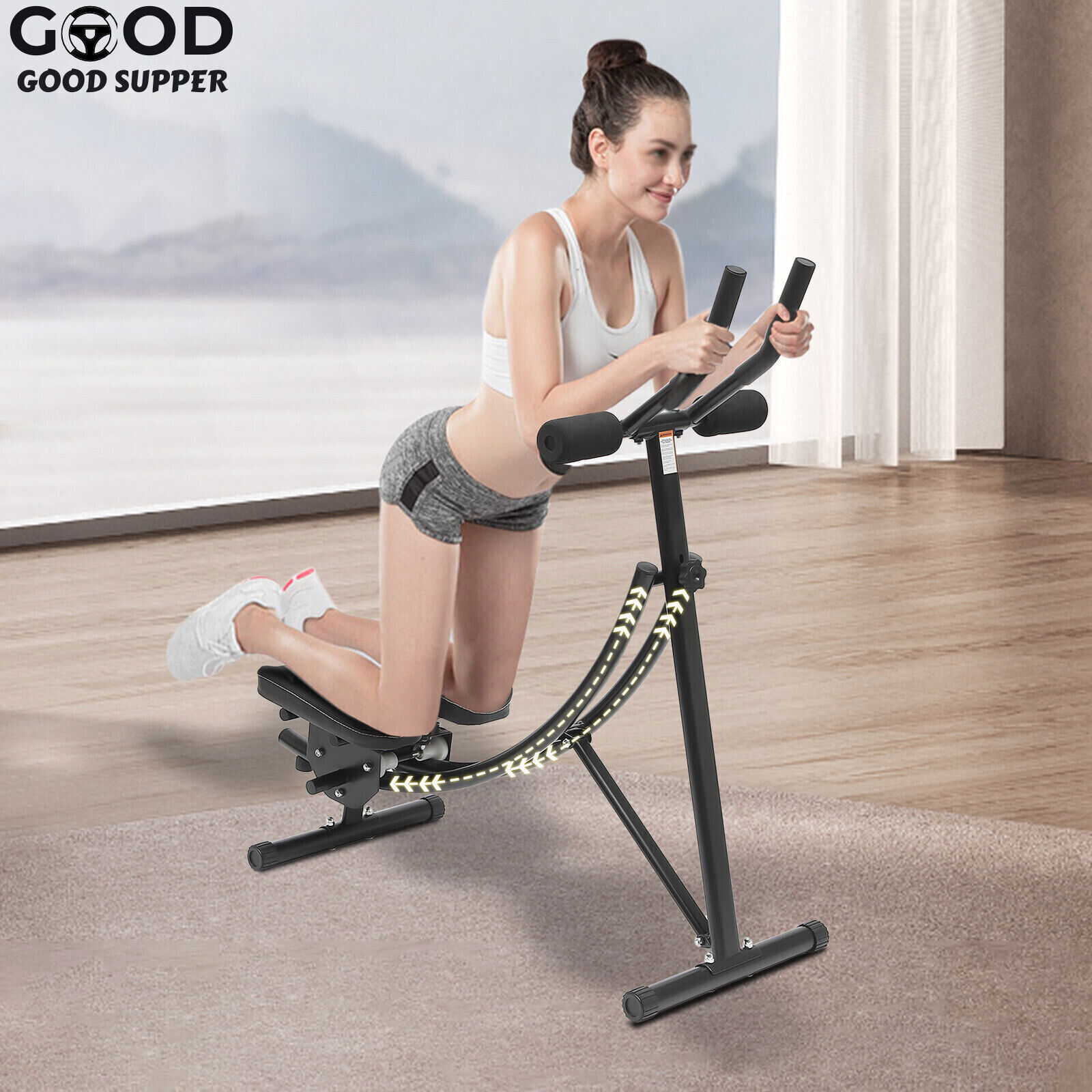 Ab Machine Coaster Abdominal Crunch Trainer fit Home Gym Core Workout Equipment