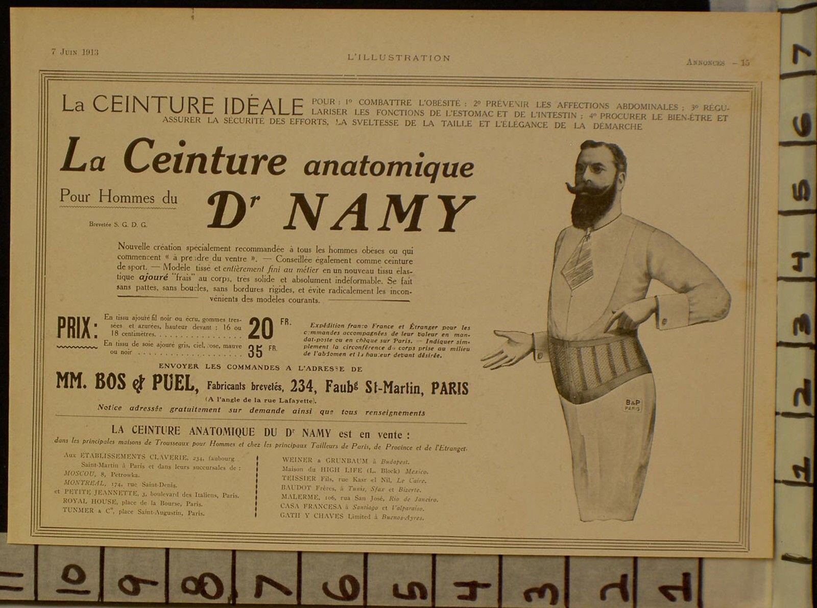 1913 DOCTOR NAMY GURDLE MAN STOMACH BACK HEALTH CURE QUACK PAIN AD 22907