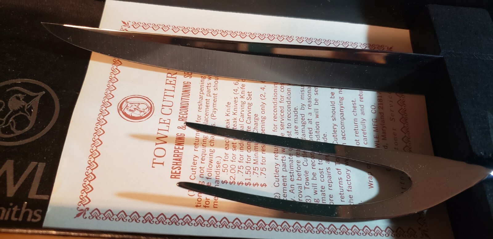 Towle Silversmiths Carving Knife & Fork