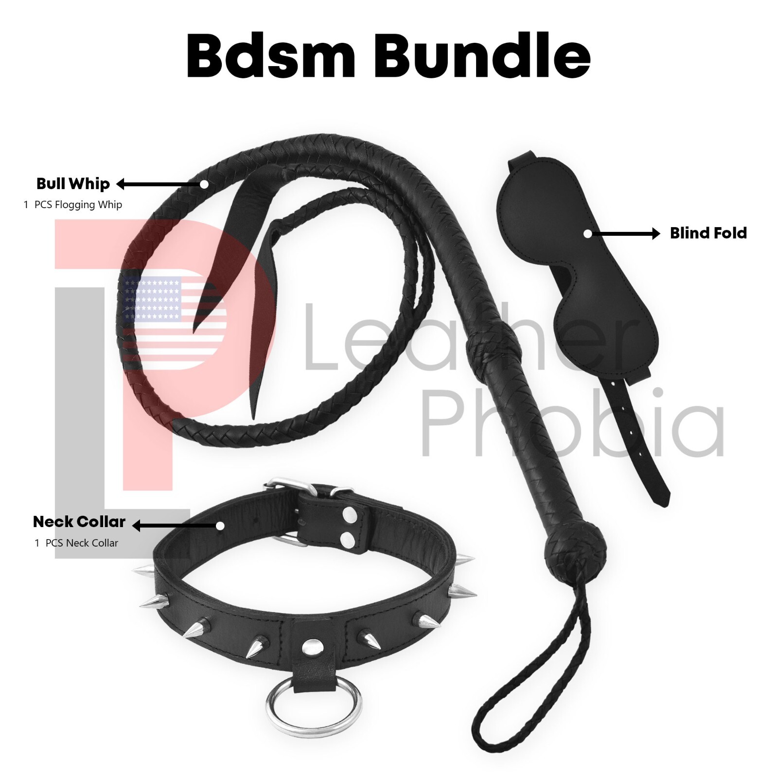 Genuine Cowhide Leather 04 Feet Long Whip 12 Plait with  Collar, Eye MSK Black