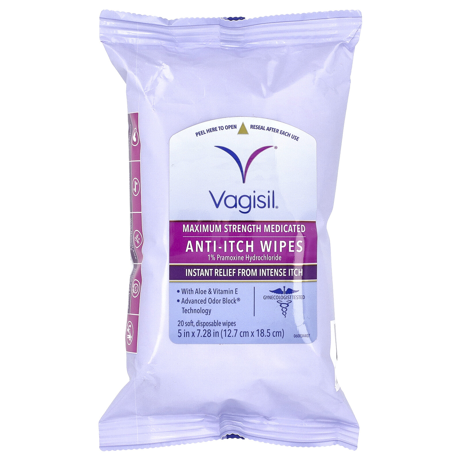 Medicated Anti-Itch Wipes, Maximum Strength, 20 Disposable Wipes