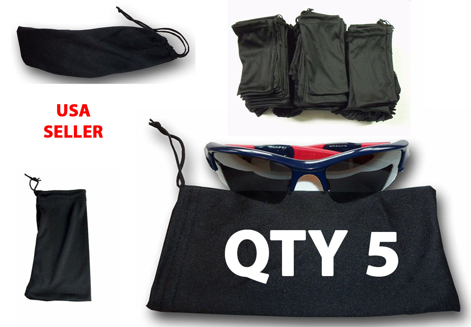 5 Universal Sunglasses Case Black Pouch Storage Bag Glasses Microfiber Sleeve