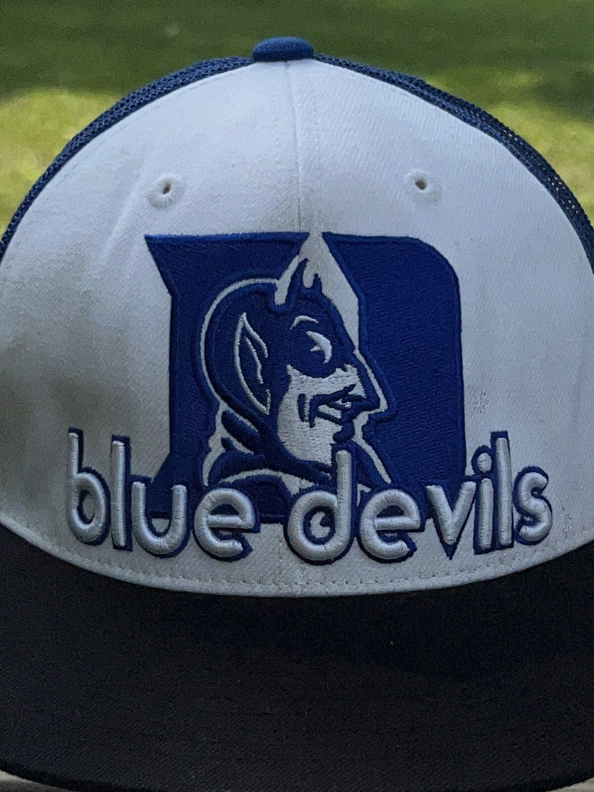 Duke Blue Devils Logo Letters Royal blue Mesh Trucker Hat Cap Snapback 10% Wool