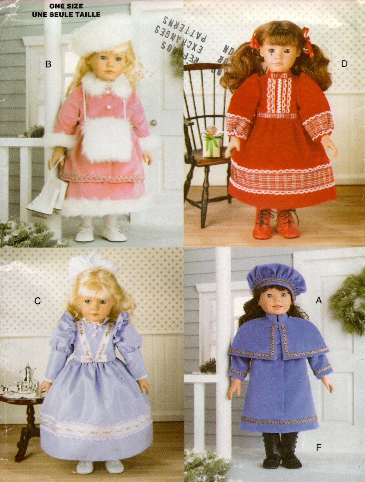 Sewing Pattern Butterick 234 / 5864, 18" Doll Historical Clothing, Uncut