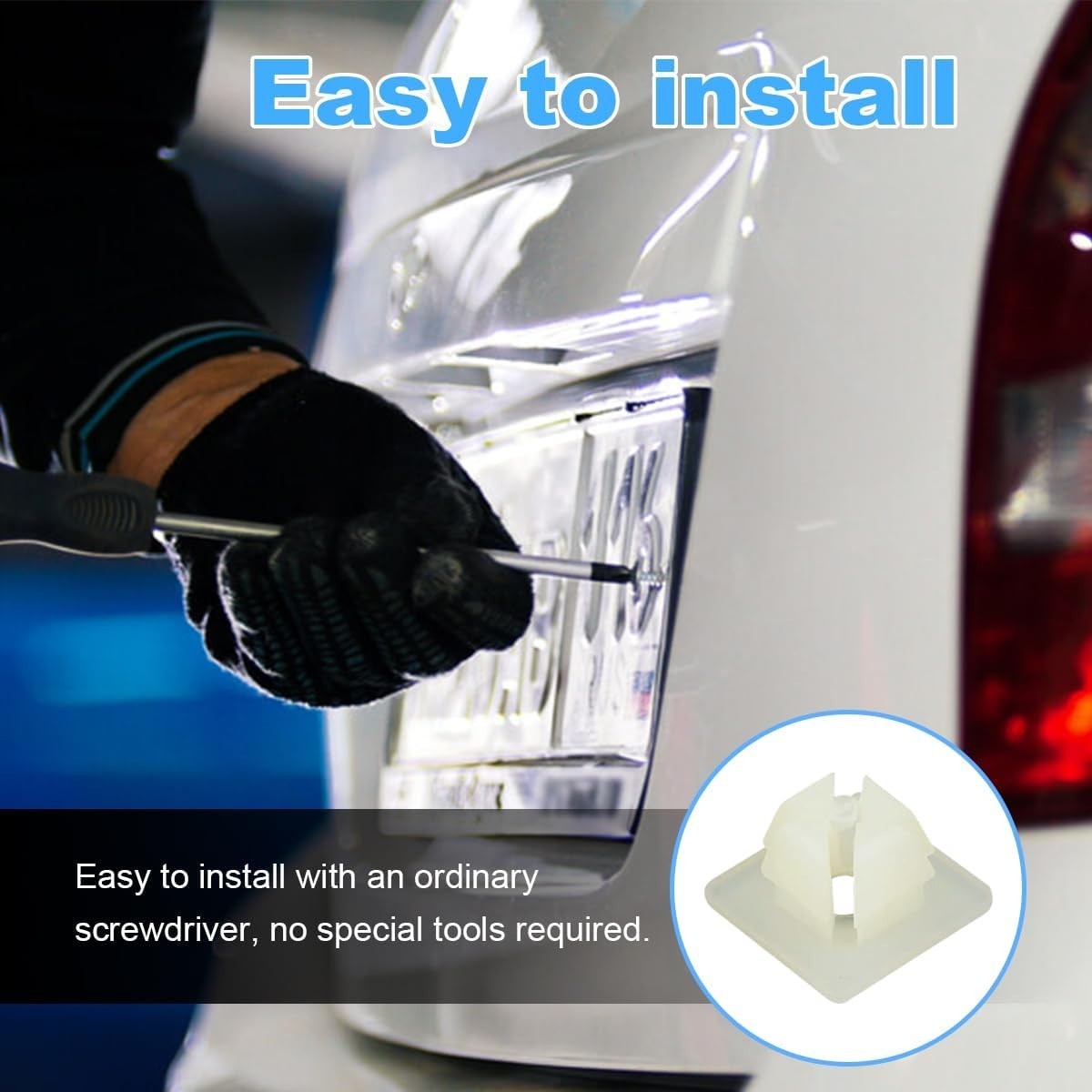 25PCS License Plate Nylon Screw Inserts Universal Car Nut Clips Fasteners Front