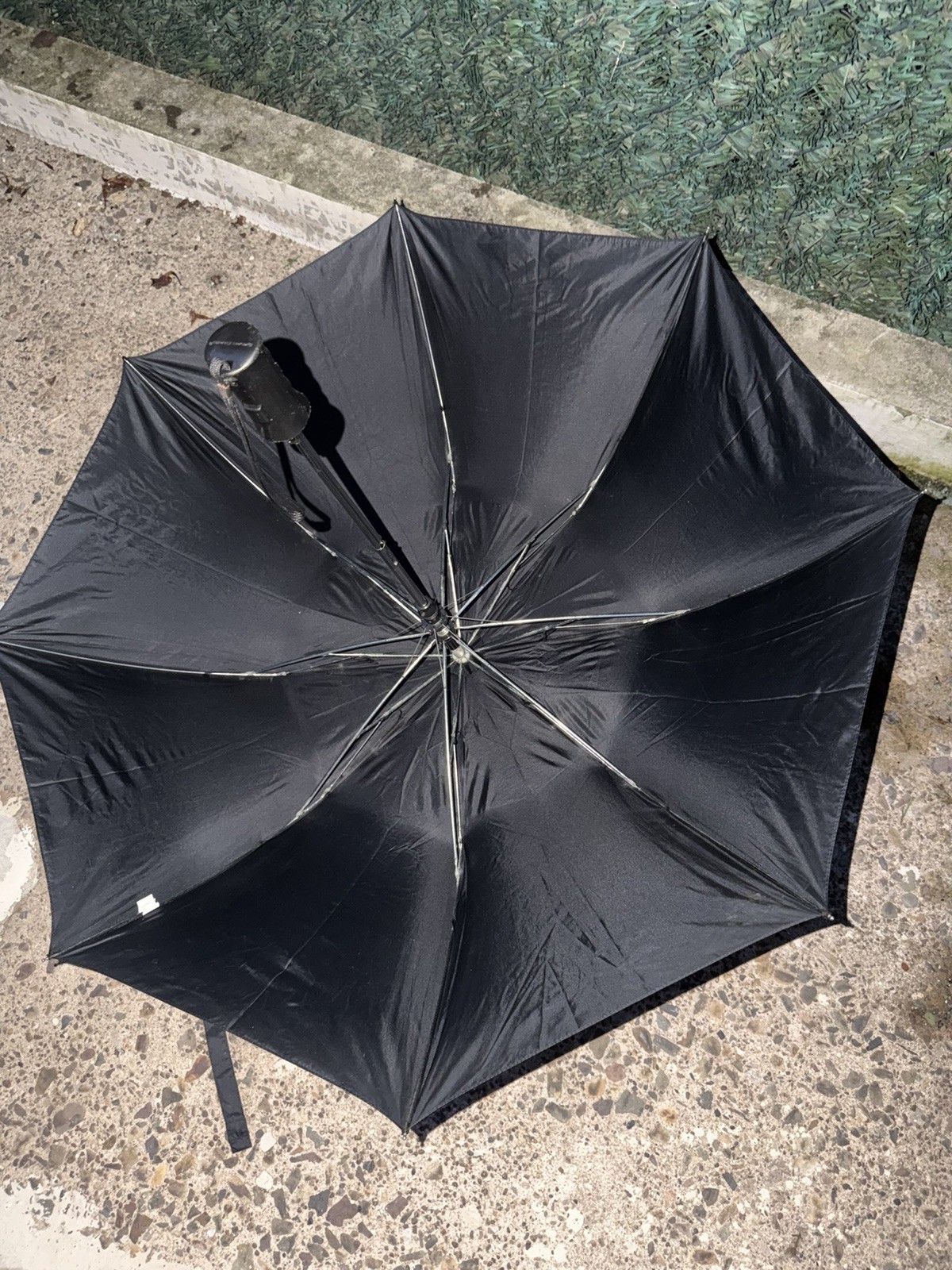 Black Solid Compact/Folding Umbrella for Unisex, 12 in Length