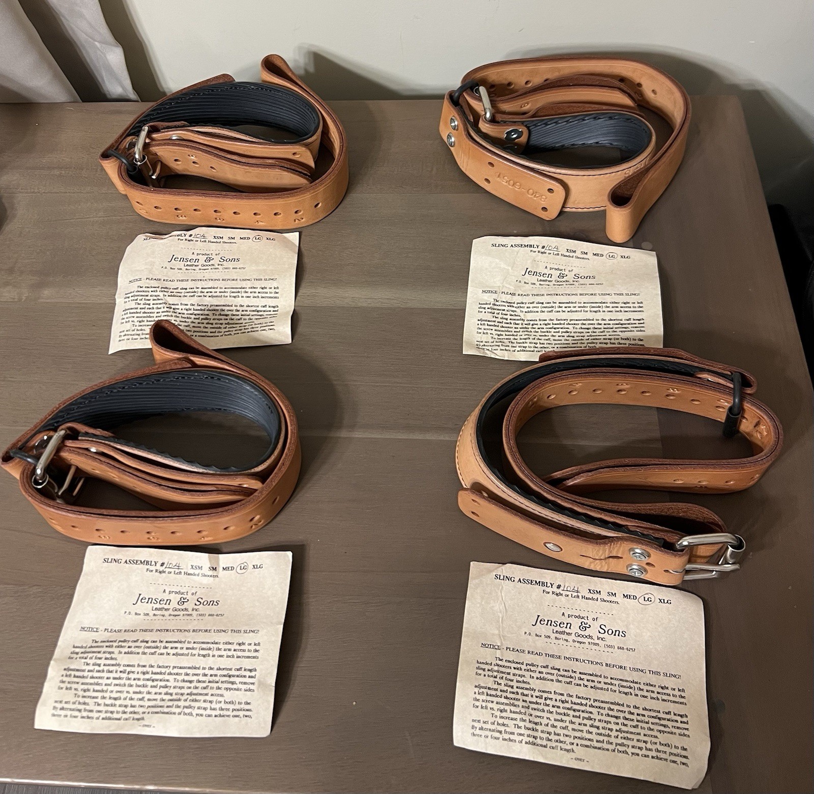 Jensen & Sons shooting pulley cuff sling, model #104. Set Of 4 $250