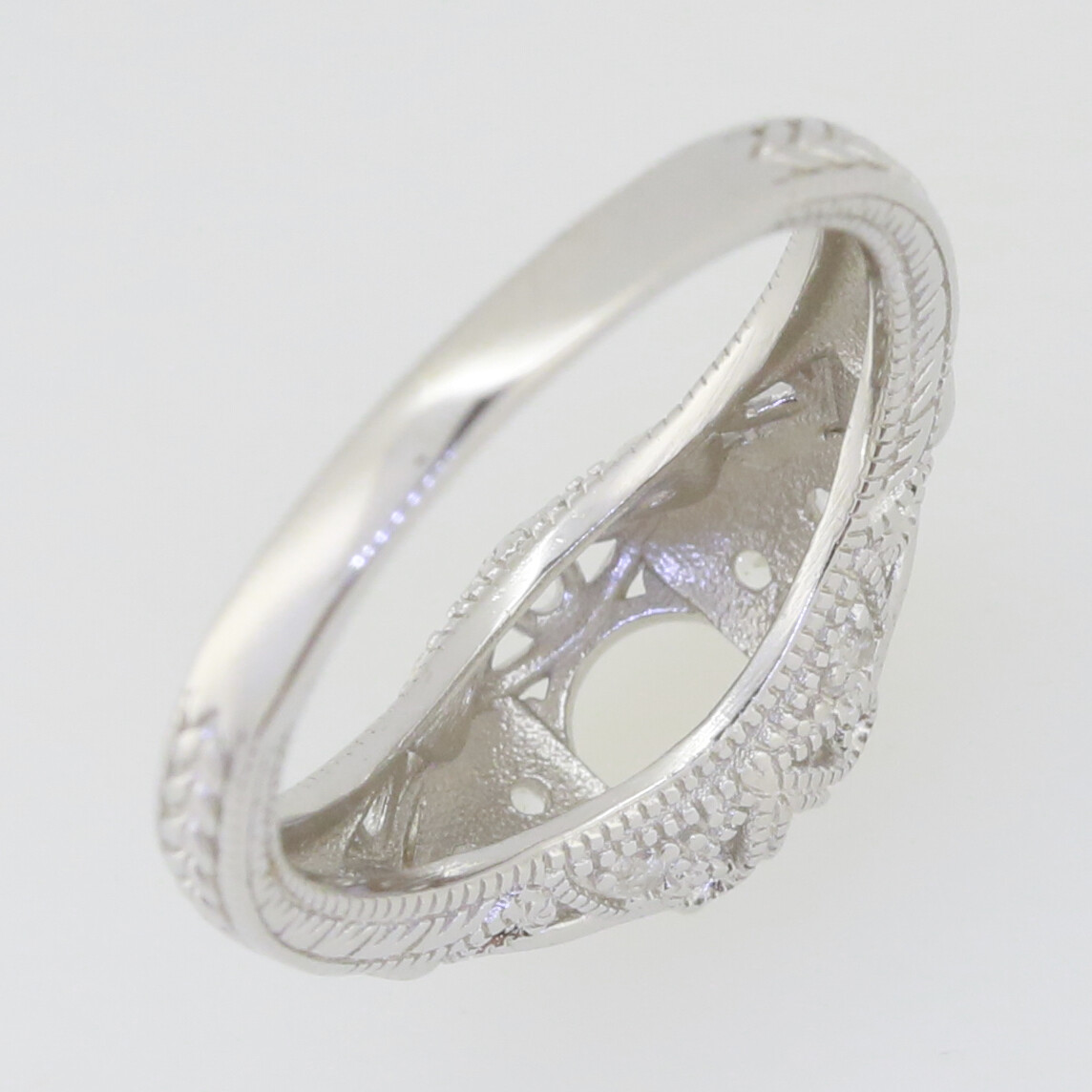 Sterling Silver Semi Mount Ring Setting Round RD 6X6mm Topaz Art Deco