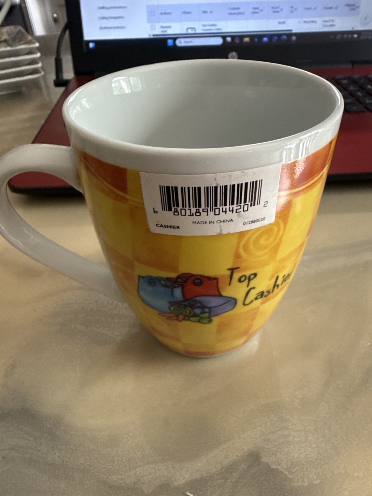 Top Cashier Ceramic Coffee Mug. History & Heraldry Occupation