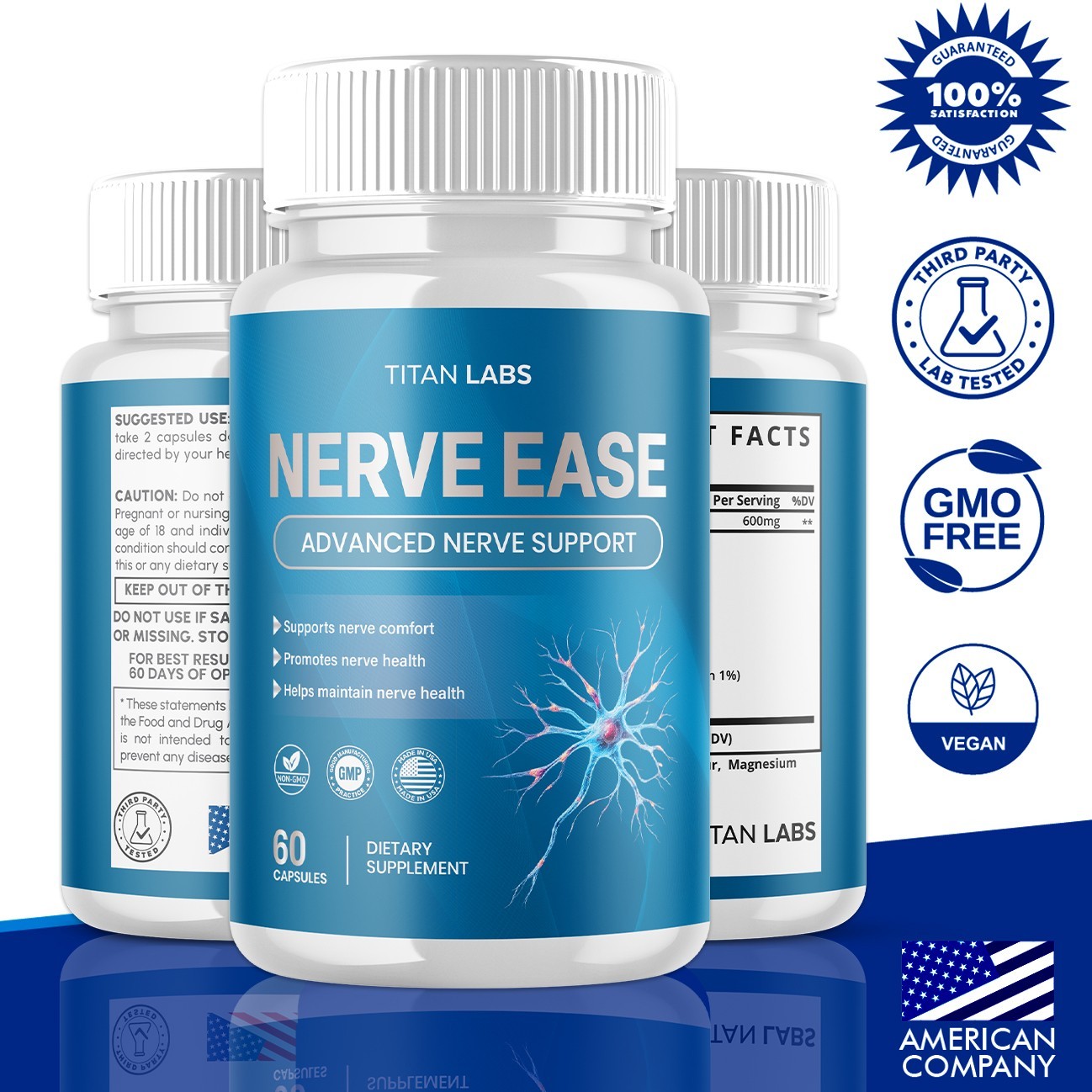 (3 Pack) Nerve Ease Nootropic Nerve Support Max Supplement NerveEase 180 Capsule