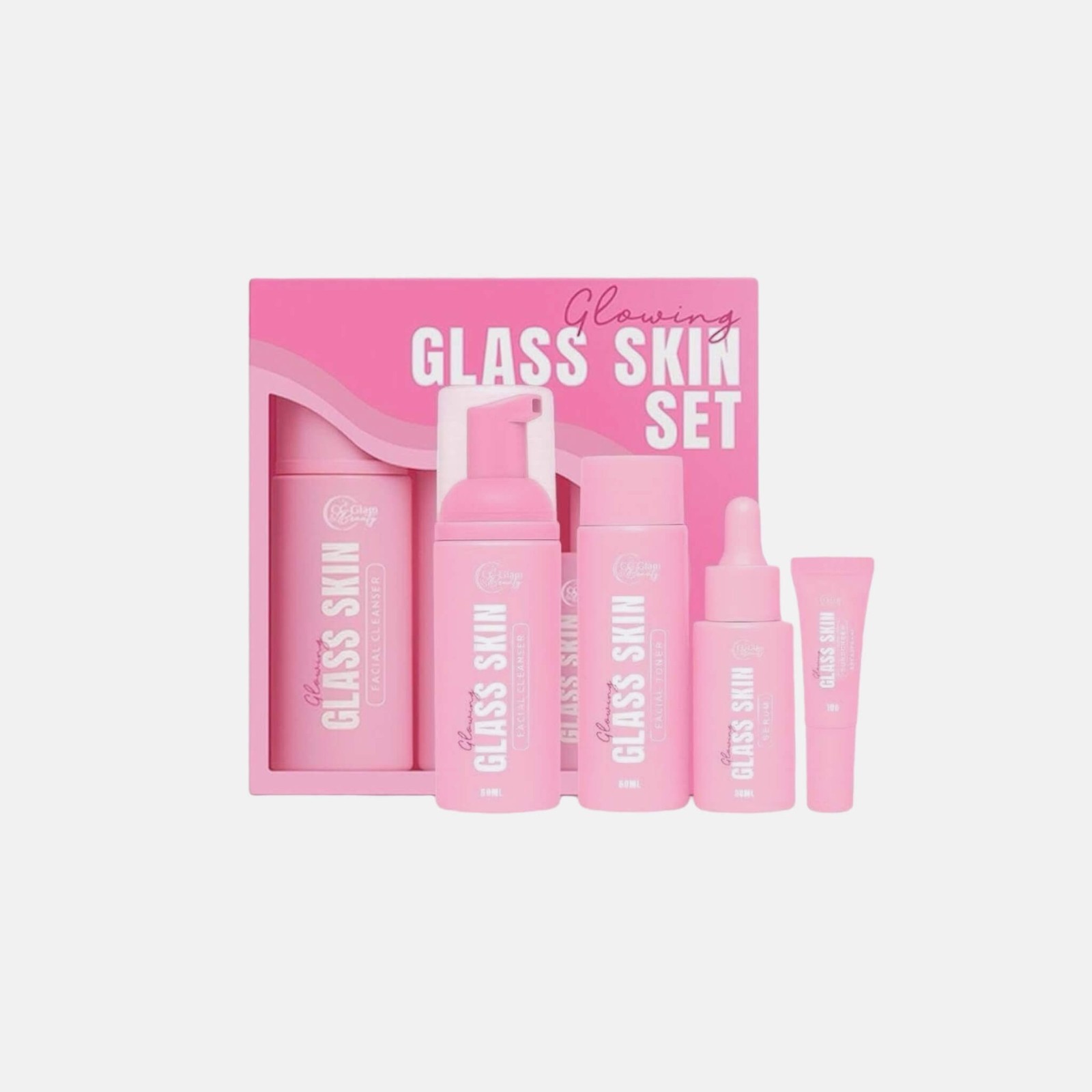 CC GLAM & BEAUTY Glowing Glass Skin Set | Facial Wash, Toner, Serum, SPF 50