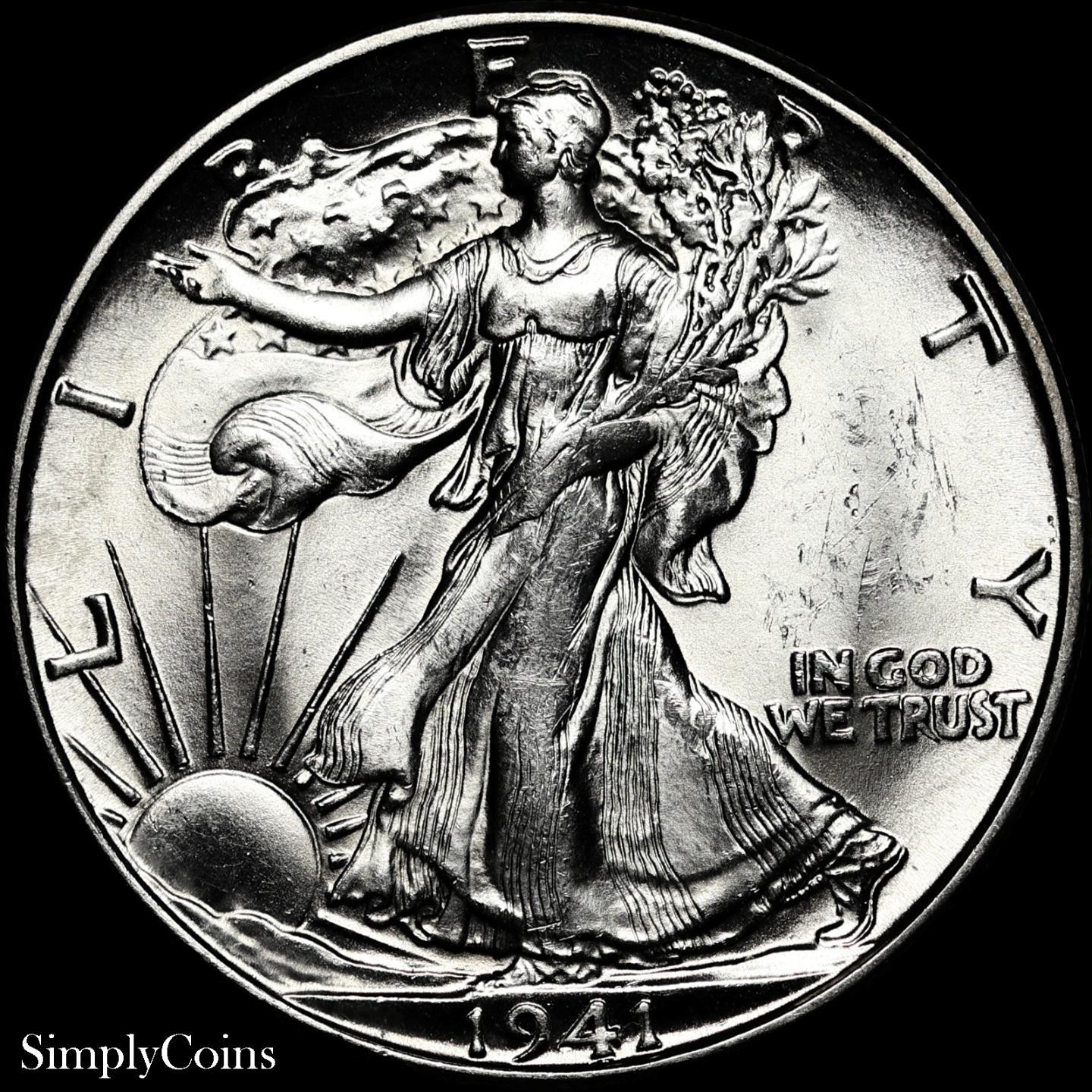 1941-D Walking Liberty Half Dollar BU Uncirculated Silver 50c