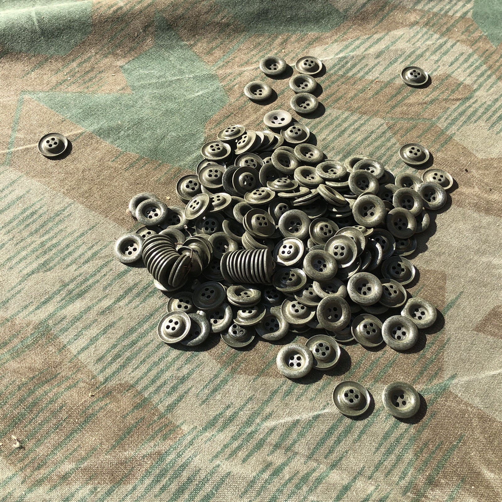 137 RARE org vtg German WWII Service Cap Hat shirt trousers DISH BUTTONS ~ 14mm