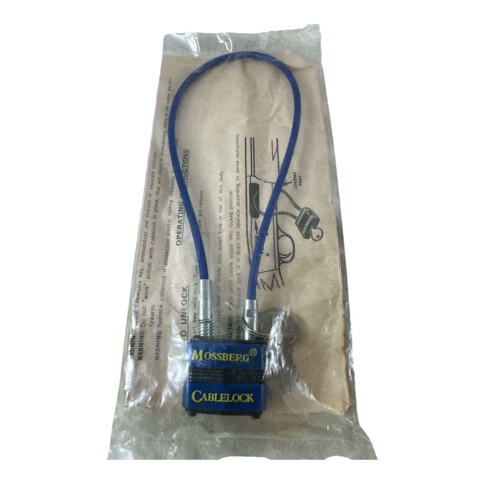 MOSSBERG BLUE CABLE LOCK w/2 Keys - Gun Firearm Safety Lock
