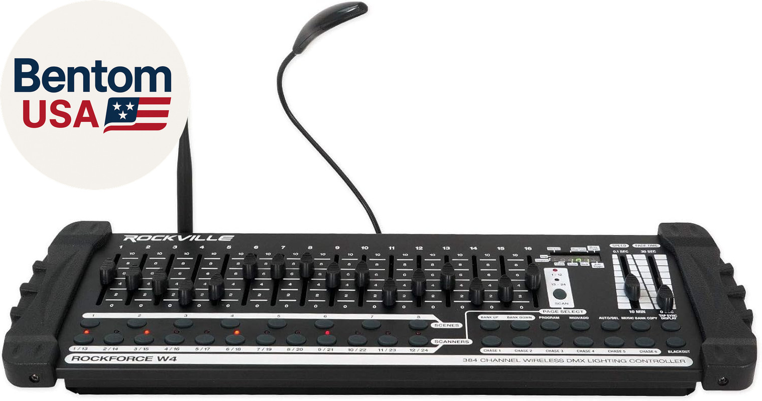 ROCKFORCE W4 384 Channel Wireless DMX Lighting Controller, MIDI Control, Built-I