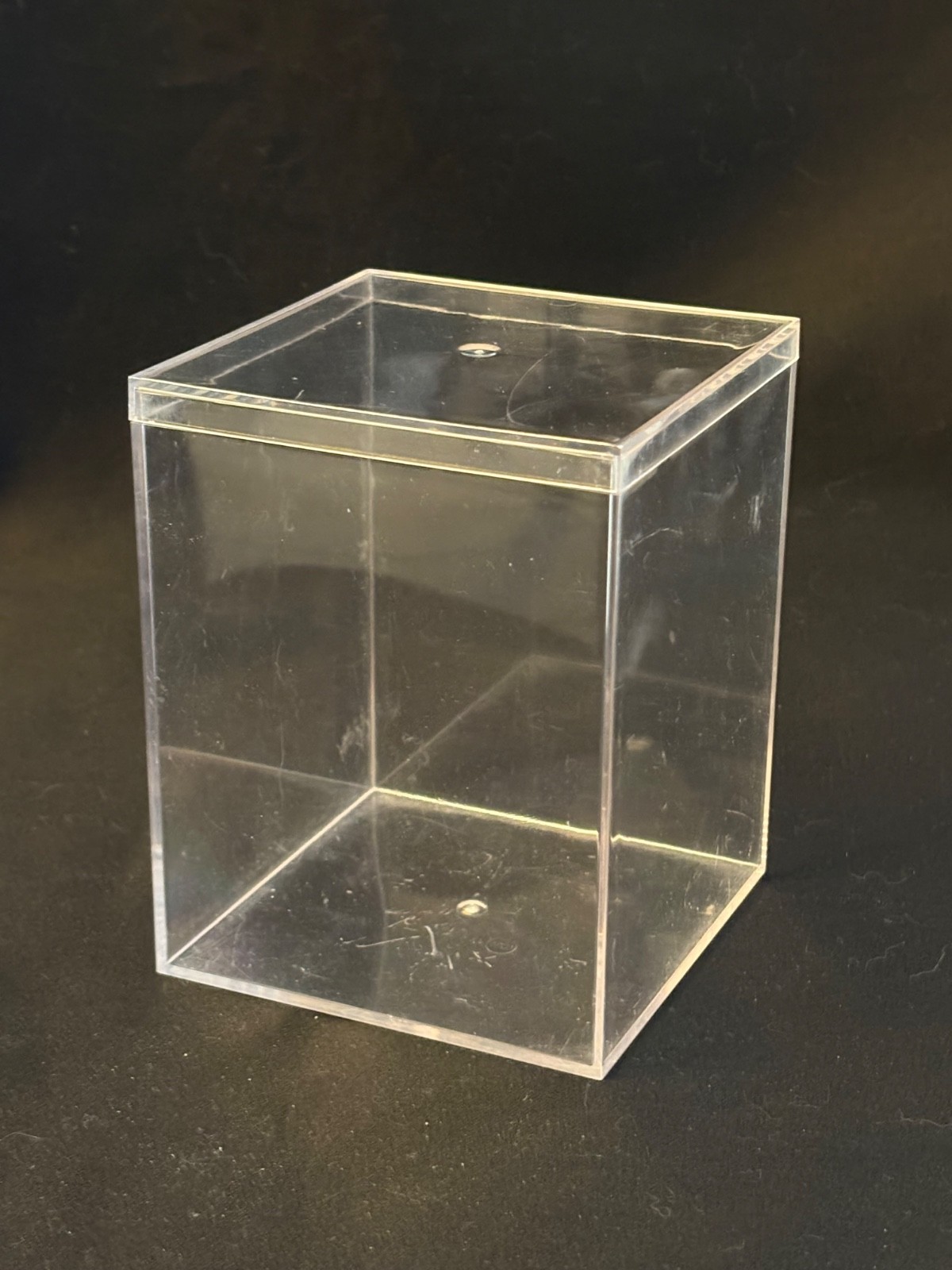 Clear Acrylic Display Box Case Lid Cover 3.75” x 3.75” x 4.75” Lightweight Used