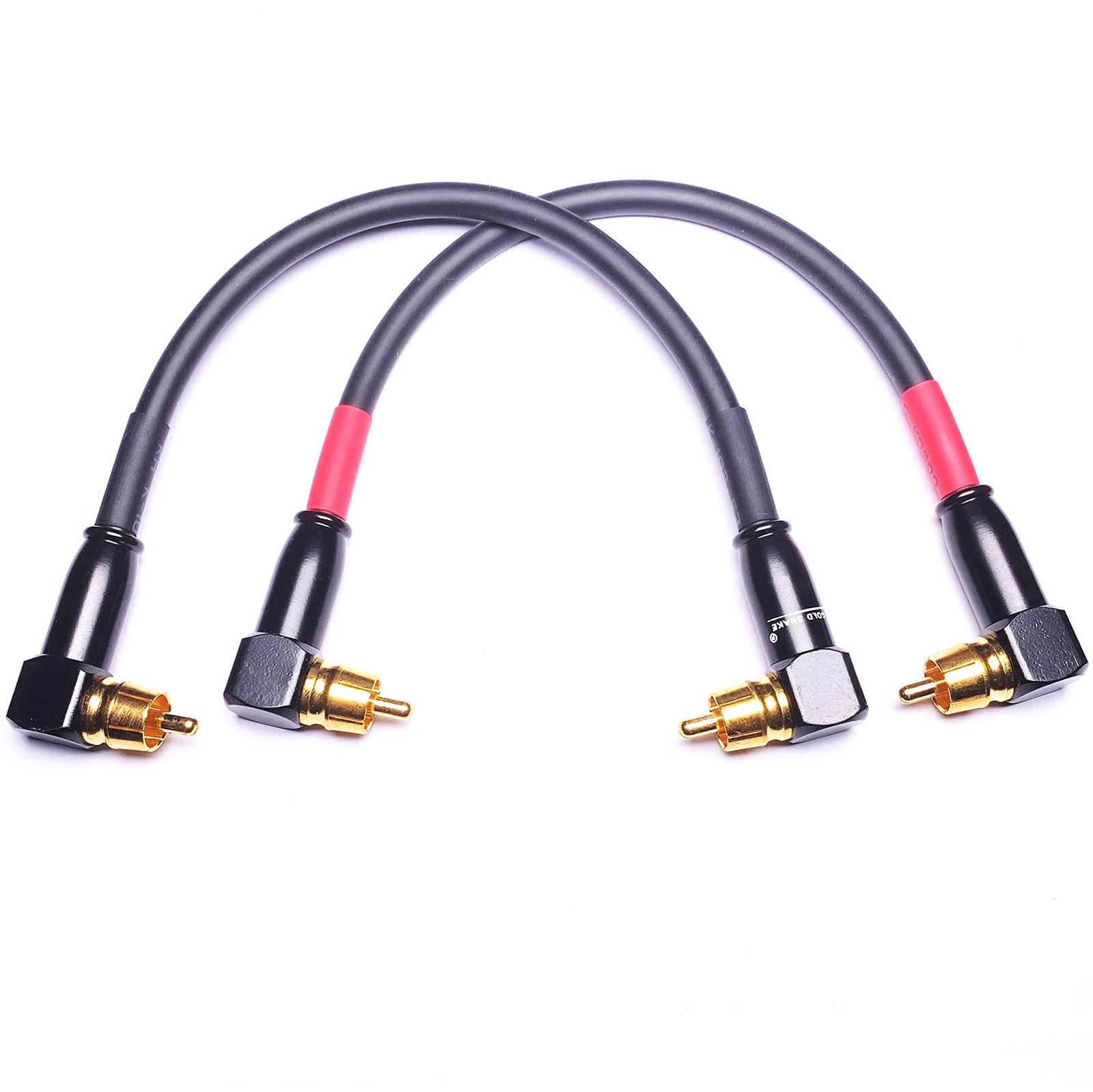 CNCESS CESS-137-1f Right Angle RCA Preamp Jumpers Male to 1 Foot, Black & Red