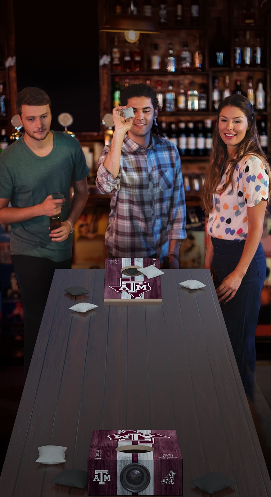 SOAR NCAA Tabletop Cornhole Game / Bluetooth Speaker, Texas A&M Aggies one board