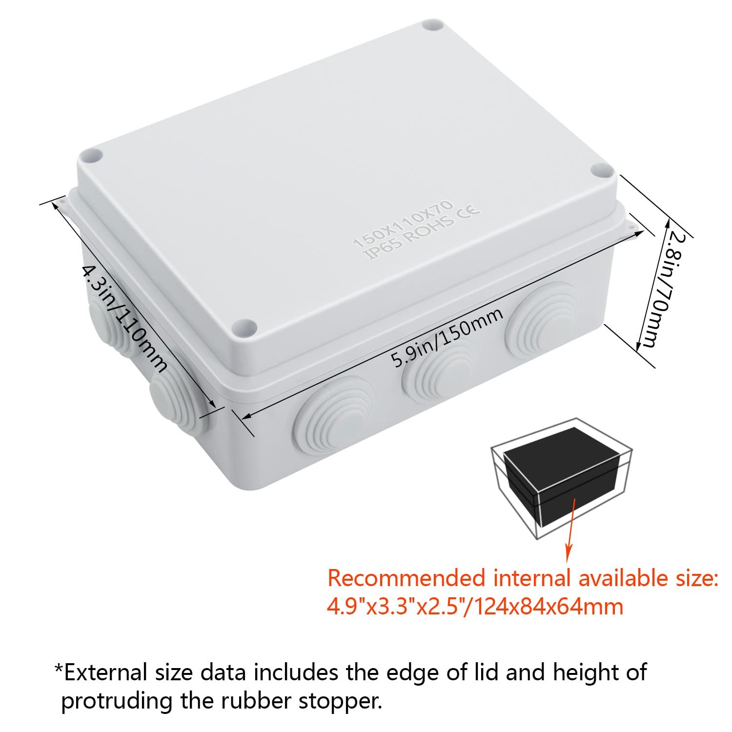 LeMotech ABS Plastic Dustproof Waterproof 5.9" x 4.3" x 2.8" (1pc), White