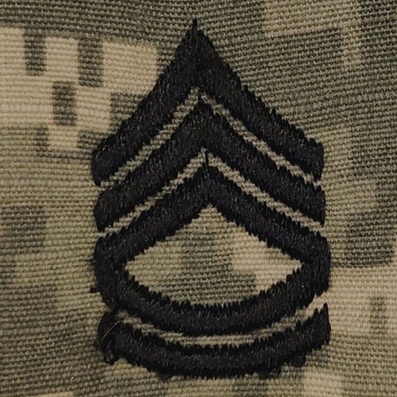US Army First Sergeant 1SG E‑8 Rank Loop Black on ACU UCP Digital 2" × 1‑1/2"