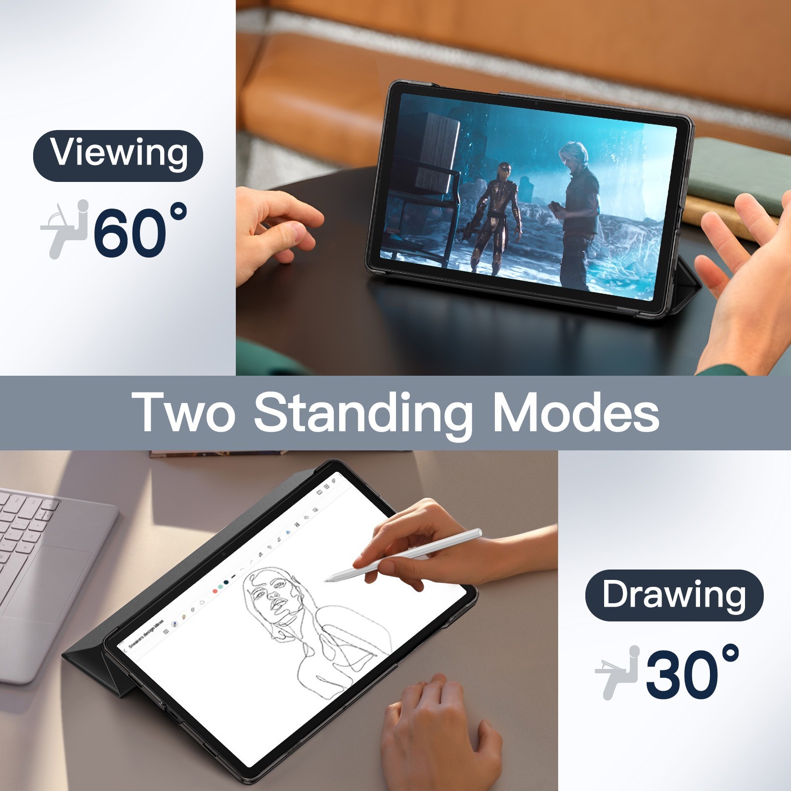 JETech Case for Samsung Galaxy Tab A11+/A11 Plus, Tri-Fold Folio Stand Cover
