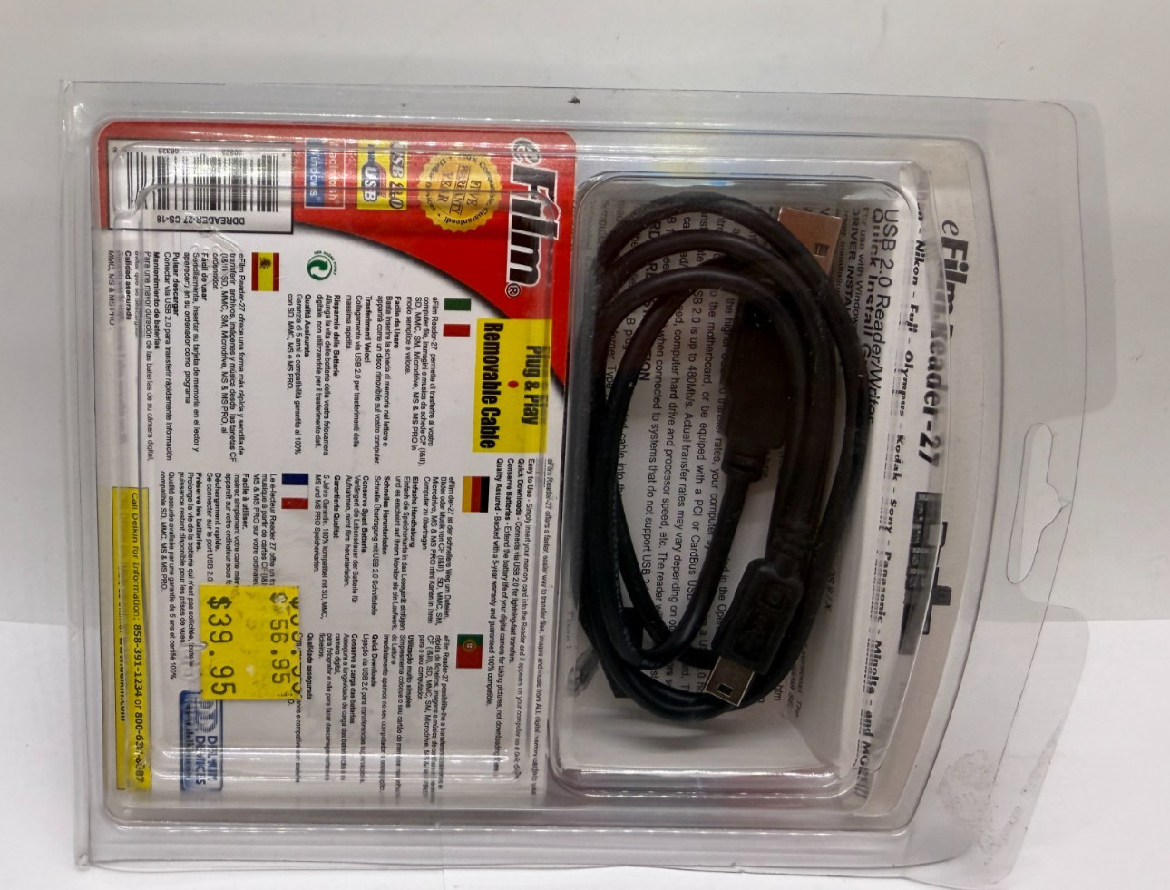 VTG eFilm Universal Reader Writer USB 2.0 Card Reader Delkin Devices Reader 2004