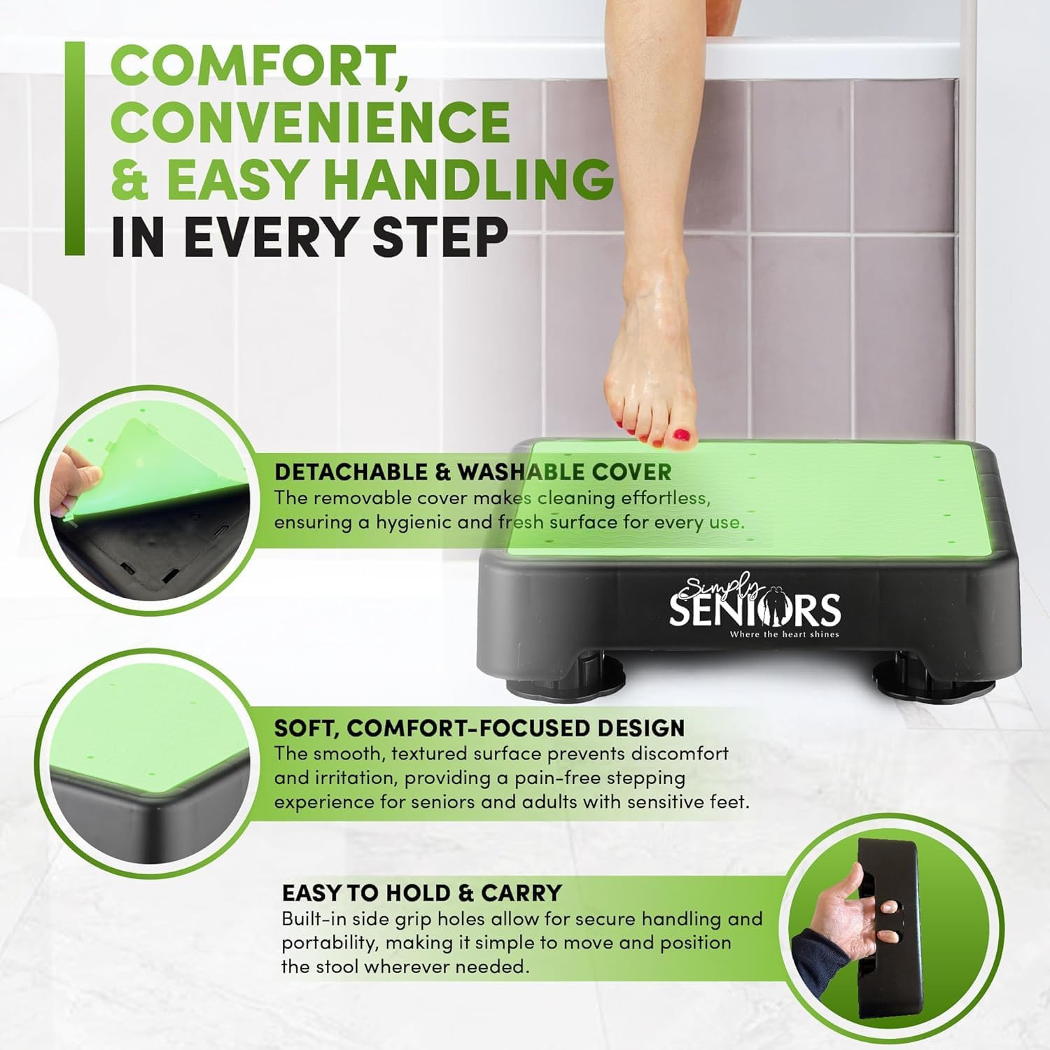 Small Step Stools for Adults - Noctilucent Stepping Stool | Bed Steps for High B