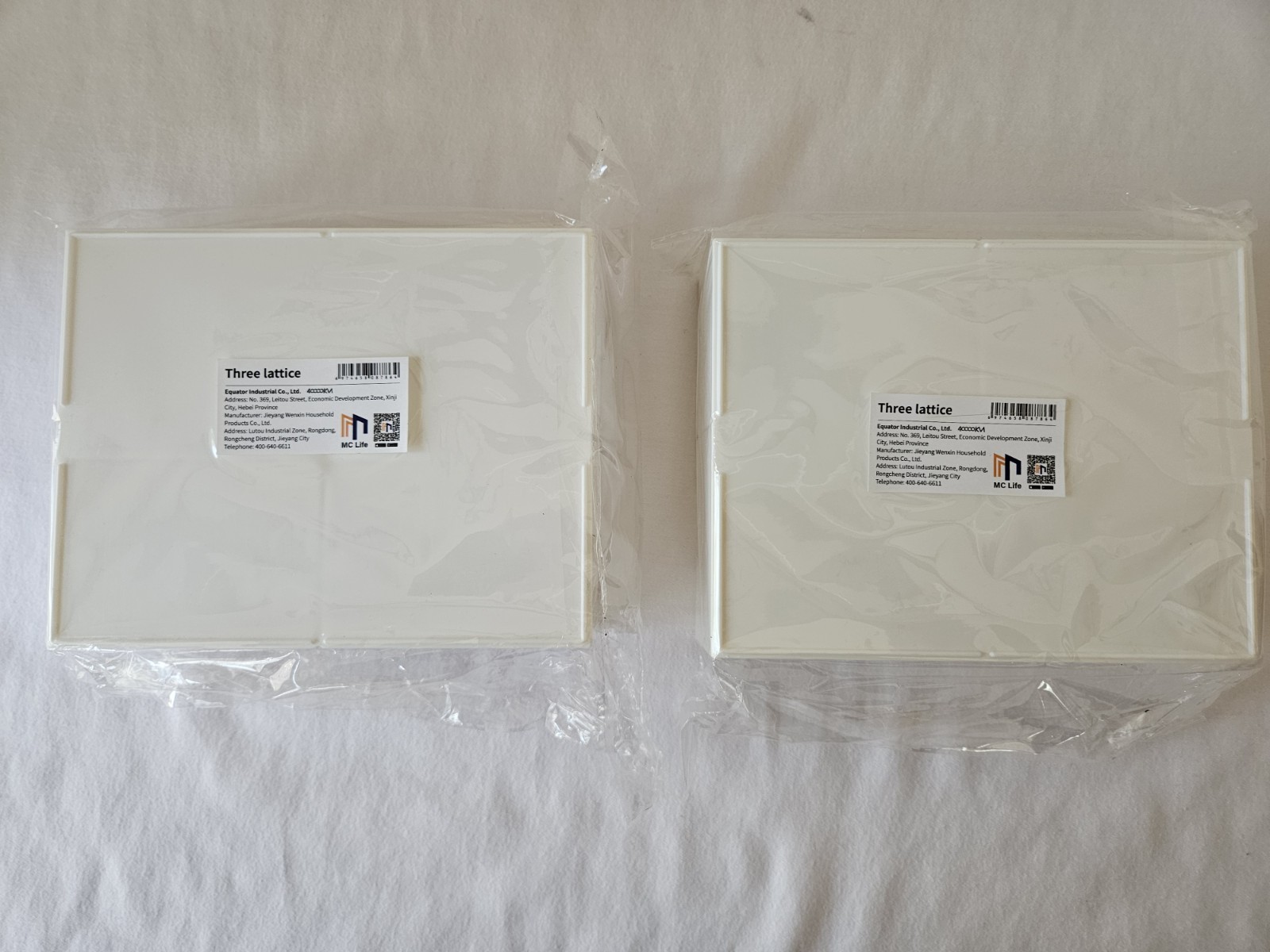 2 NEW Three Lattice multi-compartment plastic organizers in clear plastic