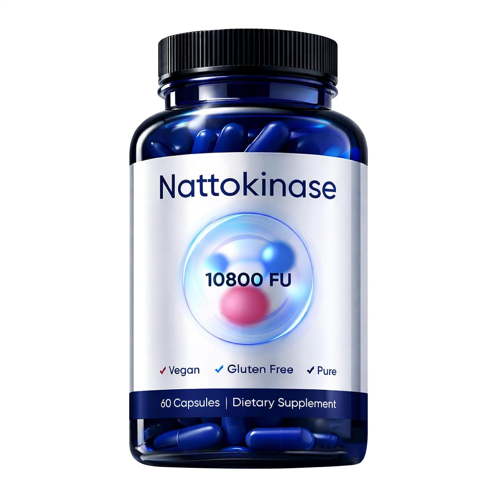 Nattokinase 10800 FU Organic Vegan Dietary Supplement 60 Capsules