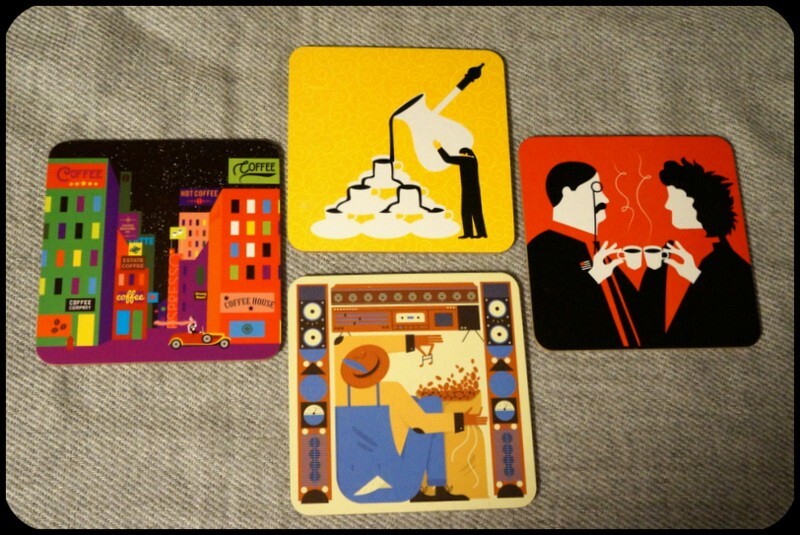 NESPRESSO Set of 4 Coffee Themed Art Limited Edition Coasters- New Unused #A1849