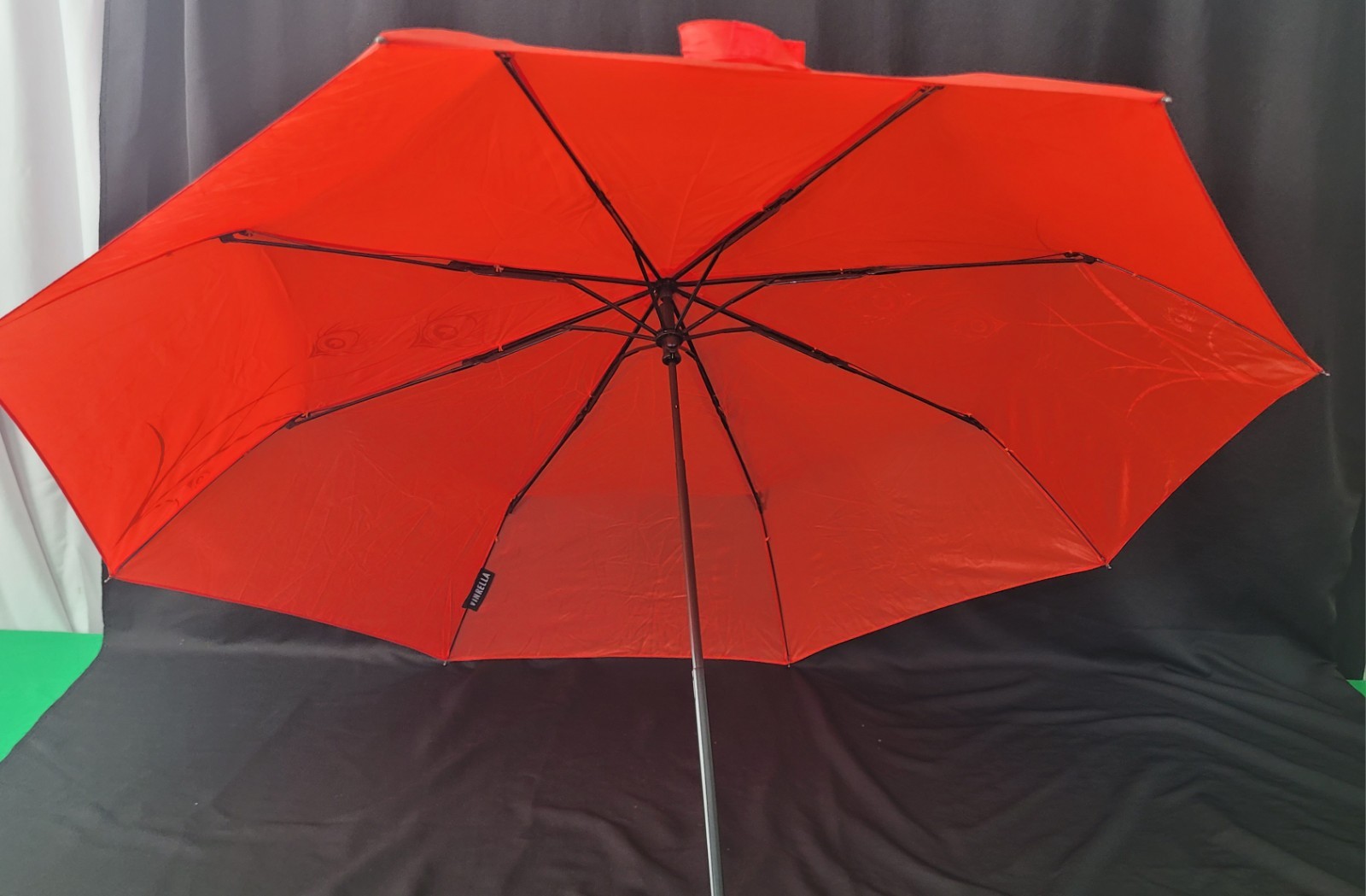 Red With White Peacock Feather Umbrella With Easy Release Handle